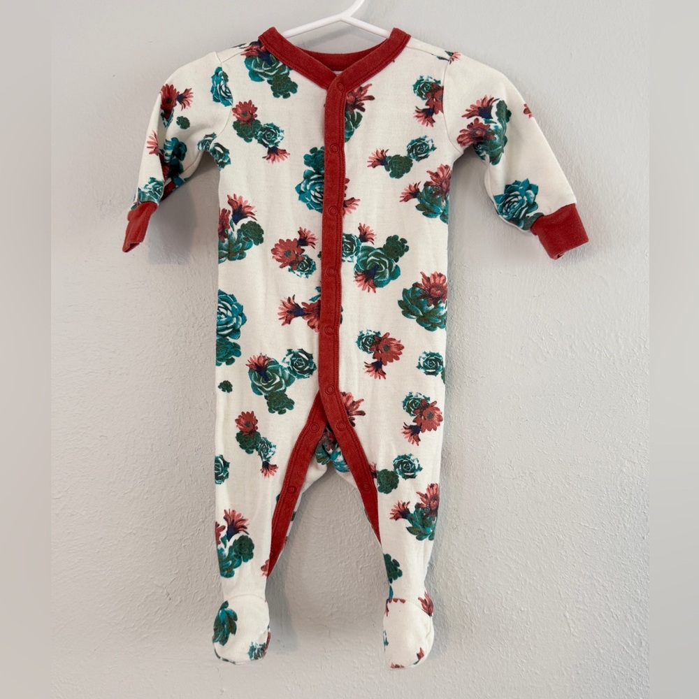 Shyanne Girls Baby Sleep and Play Succulent Desert Rose Baby Onesie Snap 3-6m